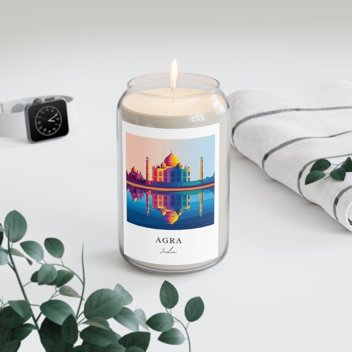 Agra, India scented soy candle