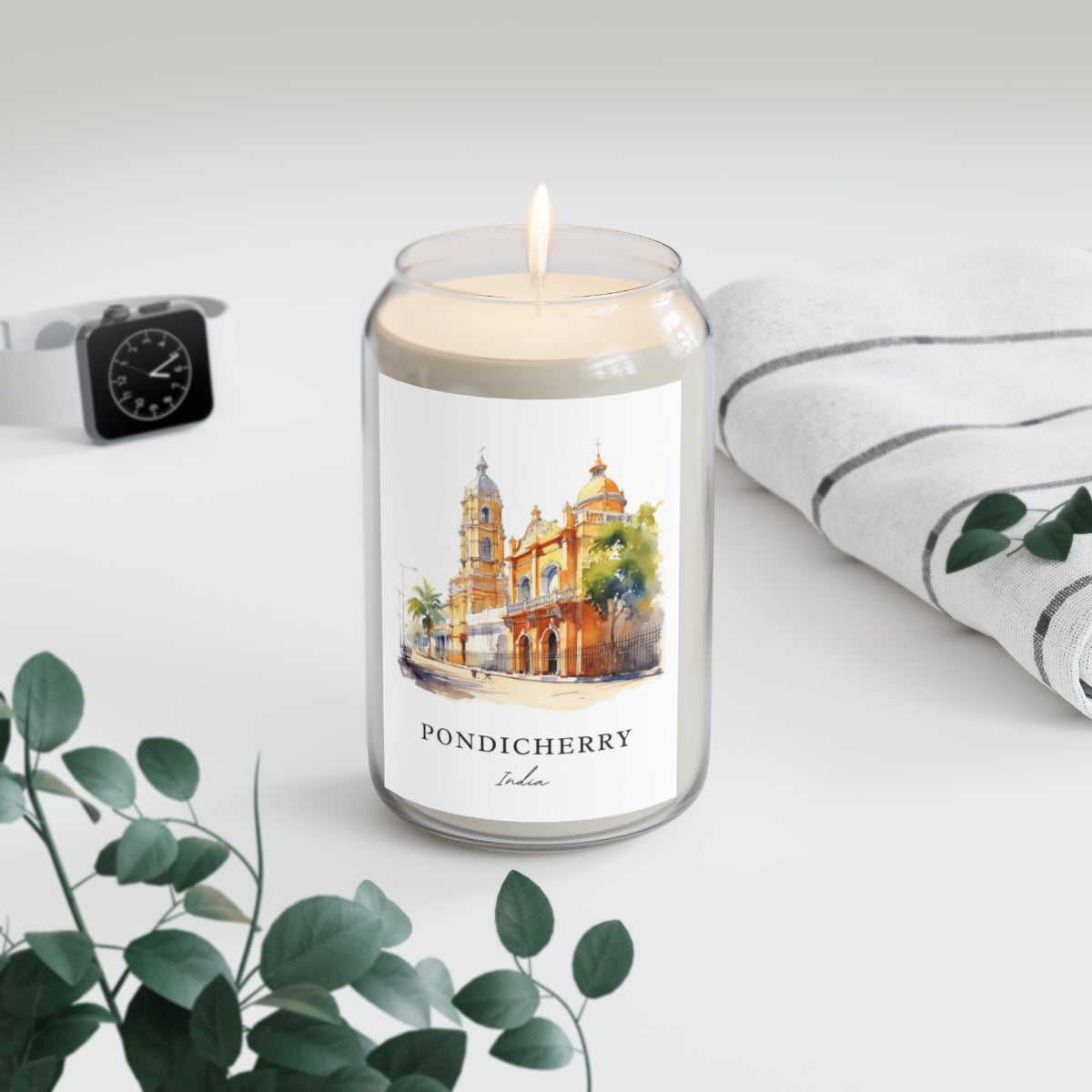 Pondicherry, India scented soy candle
